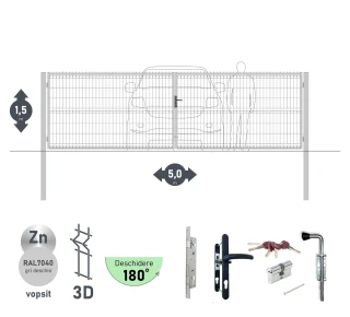 Ворота OPTIMA 3D H-1,5м L-5,0м (D100) RAL7040