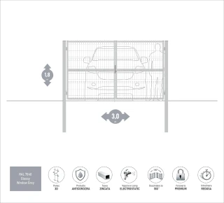 Ворота OPTIMA 3D H-1,8м L-3,0м (D100) RAL7040