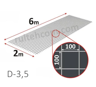 Plasa sudata VR-1 pentru armare 100х100 D-3,5mm 2х6m