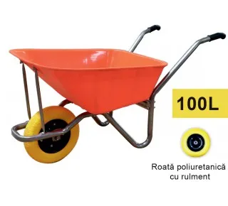 Roaba 100L (orange - plastic) cu roată poliuretanică cu rulment