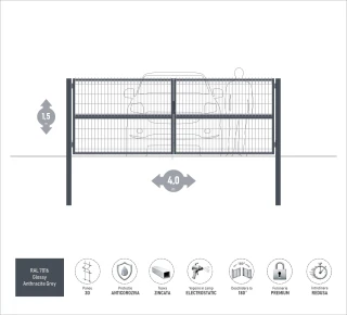 Ворота OPTIMA 3D H-1,5м L-4,0м (D100) RAL7016