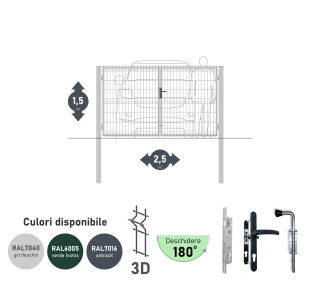 Ворота OPTIMA 3D H-1,5м L-2,5м (D80) RAL7040