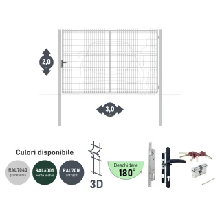 Ворота OPTIMA 3D H-2,0м L-3,0м (S100) RAL7040