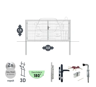 Ворота OPTIMA 3D H-1,5м L-3,0м (D100) RAL7040