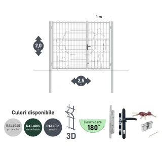 Ворота OPTIMA 3D H-2,0м L-2,5м (H100) RAL7040