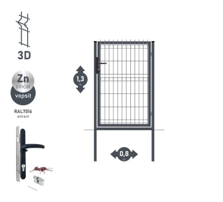 Калитка OPTIMA 3D H-1,3м L-0,8м RAL7016