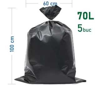 Saci de polietilena negre pentru gunoi 70L 70 micr 60х100 cm (5buc)