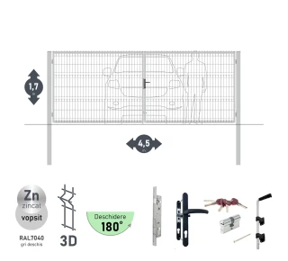 Ворота OPTIMA 3D H-1,7м L-4,5м (D100) RAL7040 - image thumb 2