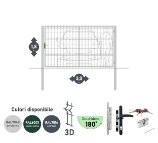 Ворота OPTIMA 3D H-1,8м L-3,0м (S100) RAL7040