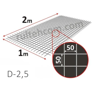 Plasa sudata VR-1 pentru armare 50х50 D-2,5mm 1х2m