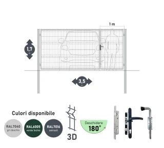 Ворота OPTIMA 3D H-1,7м L-3,5м (H100) RAL7040