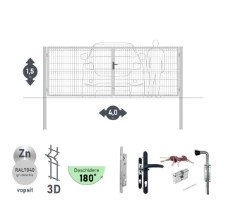 Ворота OPTIMA 3D H-1,5м L-4,0м (D100) RAL7040