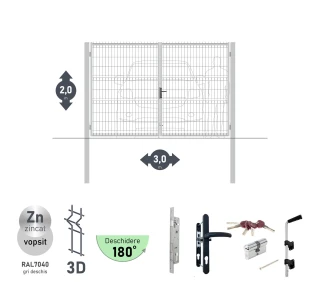 Ворота OPTIMA 3D H-2,0м L-3,0м (D100) RAL7040