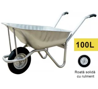 Roaba 100L (zinc) cu roată solidă cu rulment