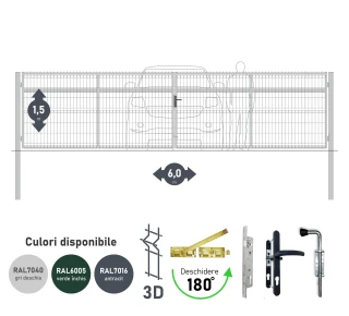 Ворота OPTIMA 3D H-1,5м L-6,0м (D100) RAL7040