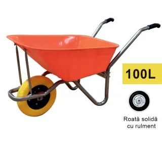 Roaba 100L (orange - plastic) cu roată solidă cu rulment