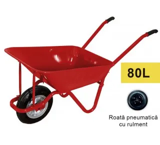 Roaba 80L (rosu - metal)  cu roată pneumatică cu rulment