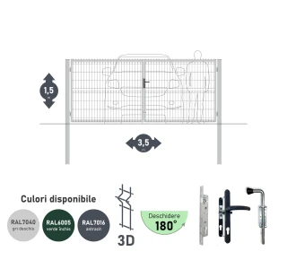 Ворота OPTIMA 3D H-1,5м L-3,5м (D100) RAL7040