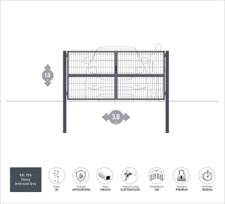 Ворота OPTIMA 3D H-1,5м L-3,0м (D100) RAL7016