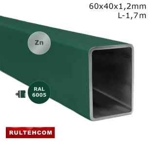 Teava profilata zincata 60х40x1,2 mm L-1,7 m RAL6005
