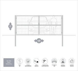 Ворота OPTIMA 3D H-1,7м L-4,0м (D100) RAL7040