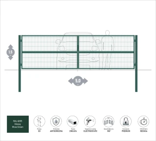 Ворота OPTIMA 3D H-1,5м L-5,0м (D100) RAL6005