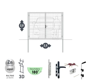 Ворота OPTIMA 3D H-2,0м L-2,5м (D80) RAL7040 - image thumb 2