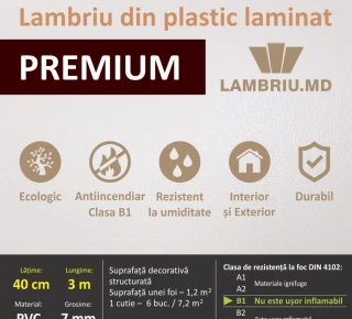 Lambriu PVC laminat PREMIUM 400x3000mm - Q013 - image thumb 2