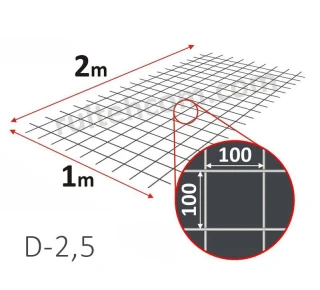 Plasa sudata VR-1 pentru armare 100х100 D-2,5mm 1х2m