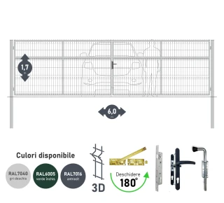 Ворота OPTIMA 3D H-1,7м L-6,0м (D100) RAL7040