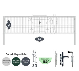 Ворота OPTIMA 3D H-1,5м L-6,0м (D100) RAL7040