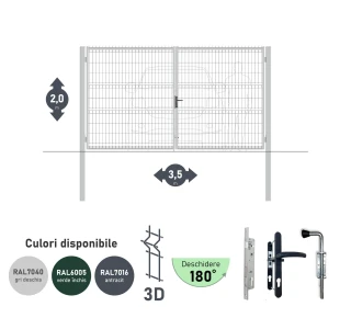 Ворота OPTIMA 3D H-2,0м L-3,5м (D100) RAL7040