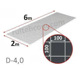 Plasa sudata VR-1 pentru armare 100х100 D-4,0mm 2х6m