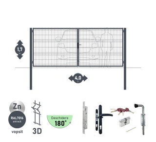 Ворота OPTIMA 3D H-1,7м L-4,0м (D100) RAL7016