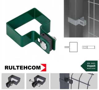 Крепление хомут концевой ОЦ для столба 60х40 RAL6005