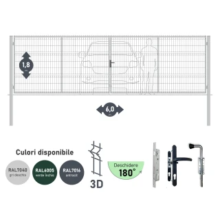 Ворота OPTIMA 3D H-1,8м L-6,0м (D100) RAL7040