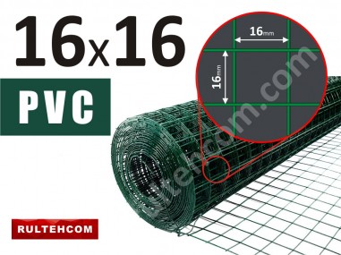 Plasa sudată zincată cu PVC 16х16mm D-1,4mm B-1m L-30m