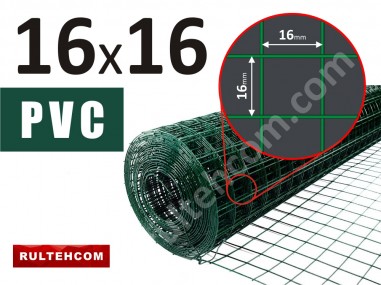Сетка сварная оцинкованная c ПВХ 16х16мм D-1,4мм B-1м L-30м