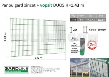 Панель DUOS Н-1,43м L-2,5м D-5,0/4,0мм ОЦ крашенный