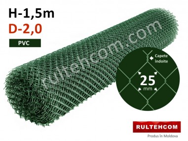 Plasă Rabiț 25х25mm D-2,0mm H-1,5m L-10m PVC