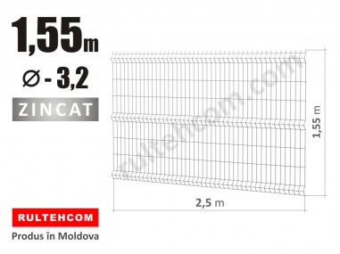 Заборная панель ОЦ ЕСО Н-1,55м L-2,5м D-3,2мм 